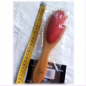 SPAZZOLA OVALE CON MANICO DI LEGNO E DENTINI IN ACCIAIO